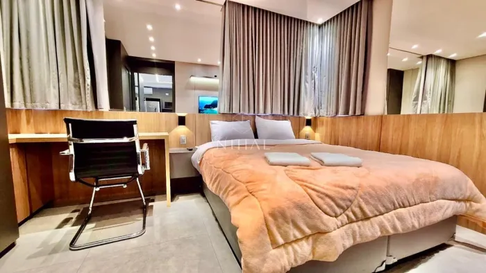 Studio mobiliado de 34 m² no New Life Visconde, Centro, ao lado do Shopping Estação