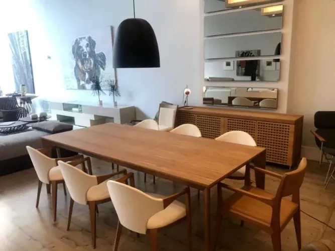Mesa de Jantar Loft Interiores Volpi - 2,40m x 1,10m - Madeira Nobre