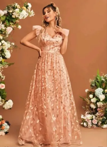 Vestido de festa Pêssego, tamanho M, usado 1x