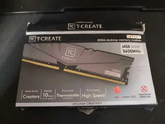 Memória RAM TEAMGROUP RAM Team DDR4 3600 64GB (32x2) CL18 T-Create Expert K2