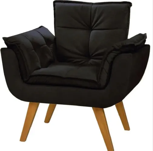 Poltrona Opalla Suede preta - Pouco usada