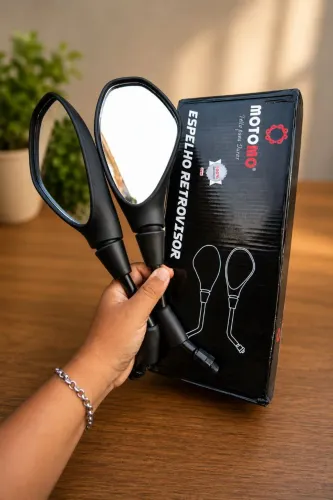 Espelhos Retrovisores Universais para Moto - Design Esportivo Preto