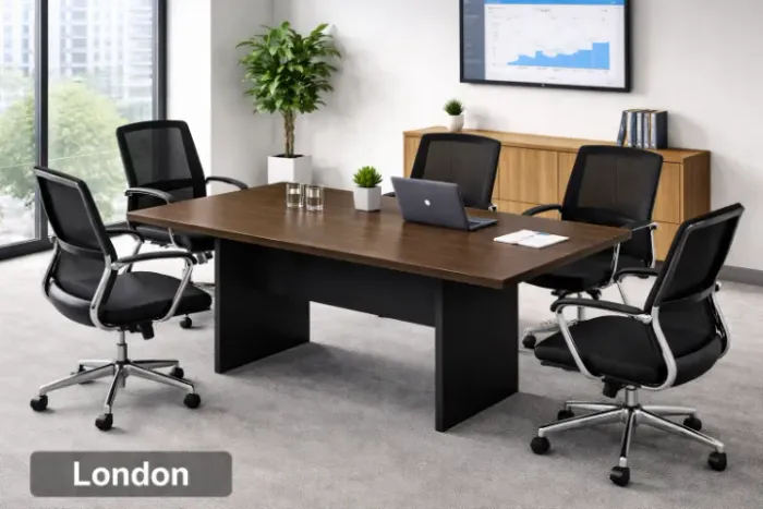 Mesa de Reunião Escritório 0,75x2,00x1,00cm (LONDON + PRETO) QUEIMA DE ESTOQUE!!