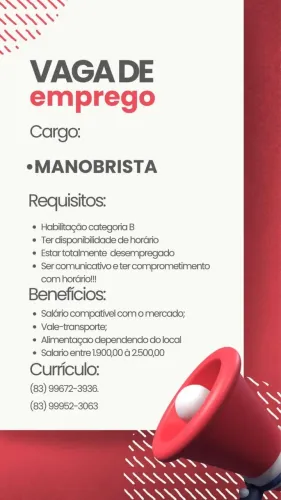ESTAMOS CONTRATANDO/ CARGO MANOBRISTA!