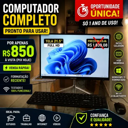 PC COMPLETO + Monitor 21,5 - Full HD | SÓ R$850