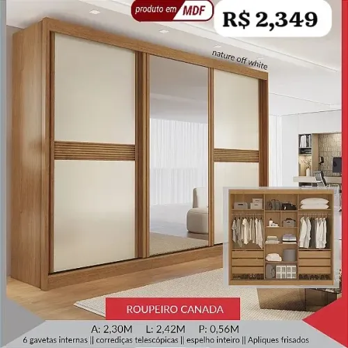 Guarda Roupa Canadá MDF 