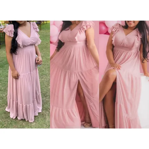 Vestido rosa chá 