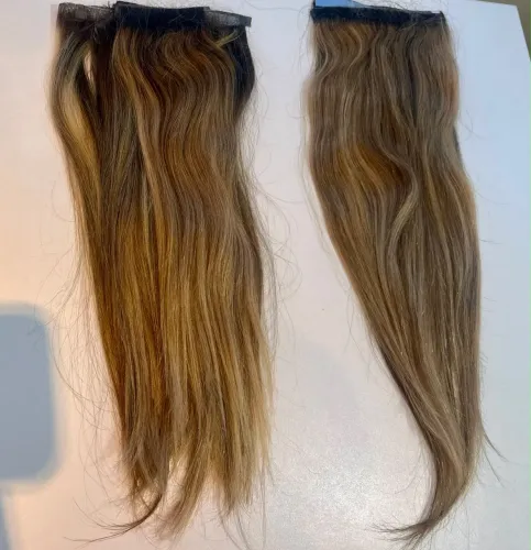 Cabelo brasileiro do Sul - 129g - 9 telas adesivadas