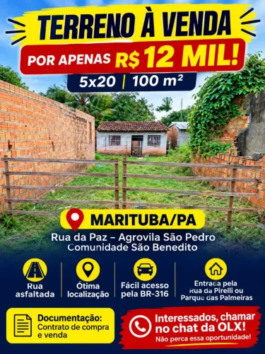 ?TERRENO EM MARITUBA POR R$ 12 MIL! 5x20 | ASFALTO | ÓTIMA LOCALIZAÇÃO