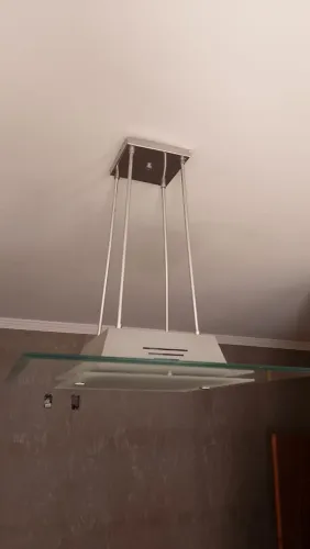 Luminária de vidro e inox
