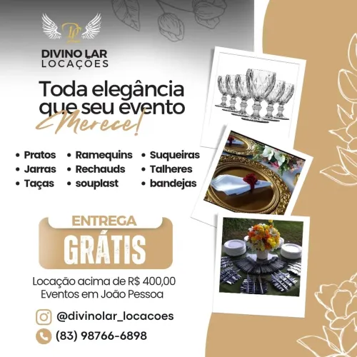 Locação de louças para sua Festa ou Evento.