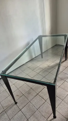 Mesa de Jantar 6 Lugares - Vidro e Ferro (Muito Elegante!)