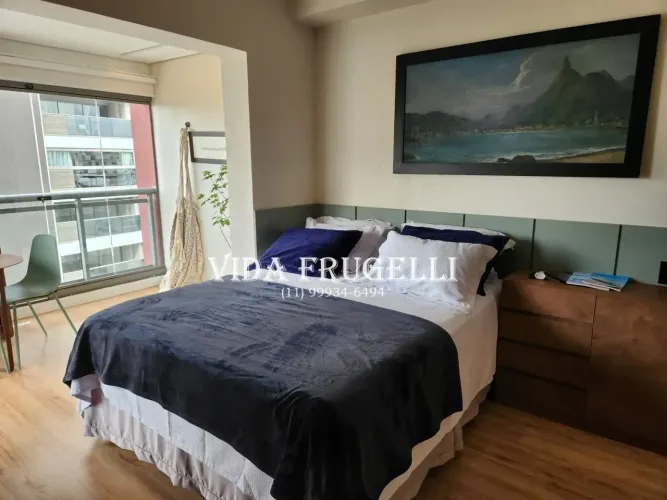Lindo Studio 35m² mobiliado e decorado 1 vaga a 200 metros metrô Faria Lima Pinheiros -