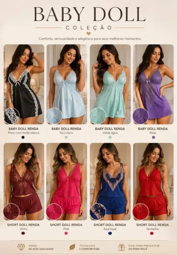 Baby Doll Feminino Renda Confortável