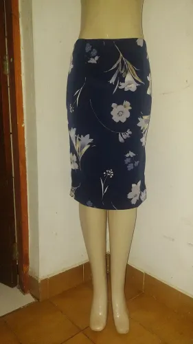 SAIA MIDI "EKOLOS" FLORAL AZUL MARINHO