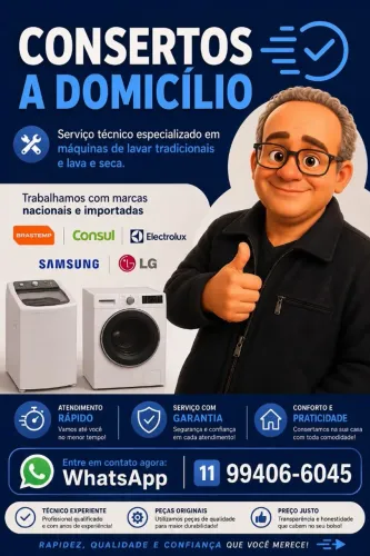 Consertos de máquina de lavar roupa a domicílio.