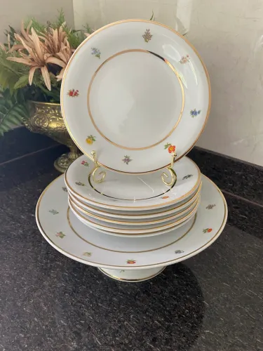 Jogo servir bolo porcelana D&G