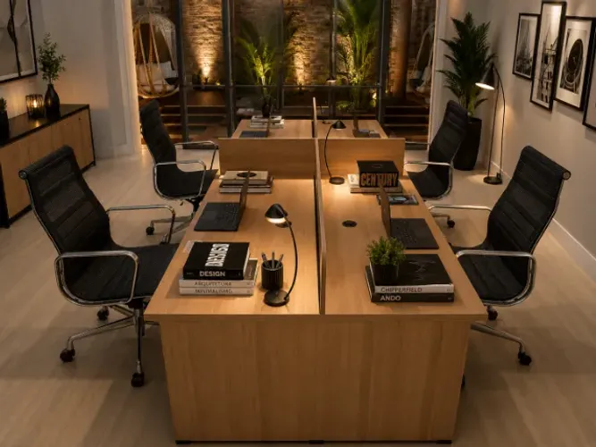 Estação Office White Copenhagen, Corporativa. 4 Tomadas: L182cm x P80cm x A104cm