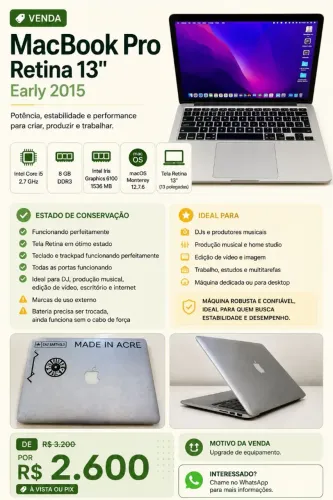 Vendo Macbook Pro Retina 13 (2015)