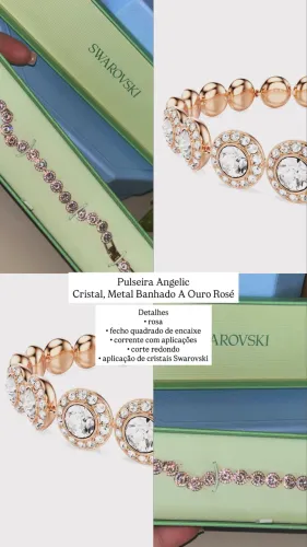 Pulseira Angelic Cristal, Metal Banhado A Ouro Rosé