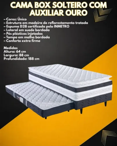 Cama box solteiro com auxiliar 