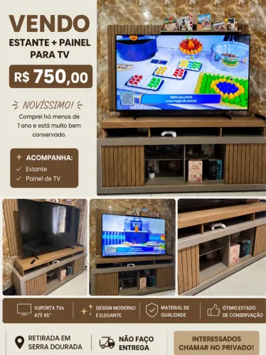 Vendo PAINEL E ESTANTE NOVINHO