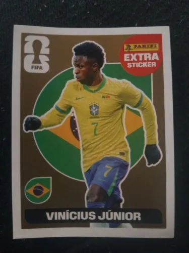Figurinha LEGEND VINÍCIUS JÚNIOR EXTRA STICKER VERSÃO OURO RARÍSSIMA