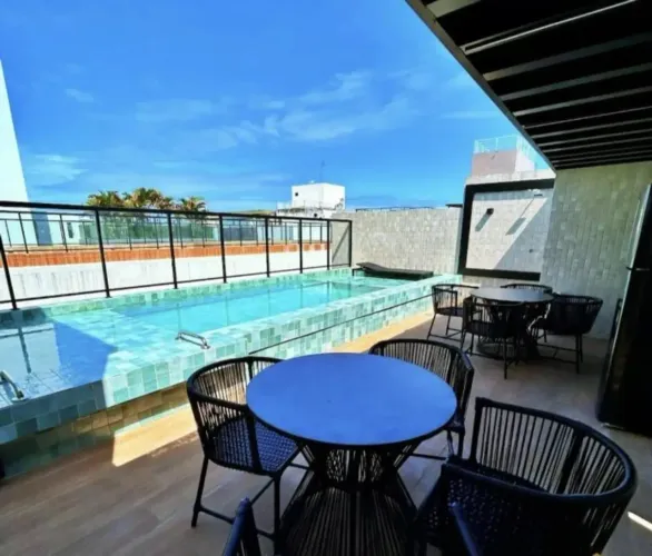 Flat Mobiliado para Alugar em Cabo Branco João Pessoa PB  1 Quarto Piscina Vista Mar  50m 