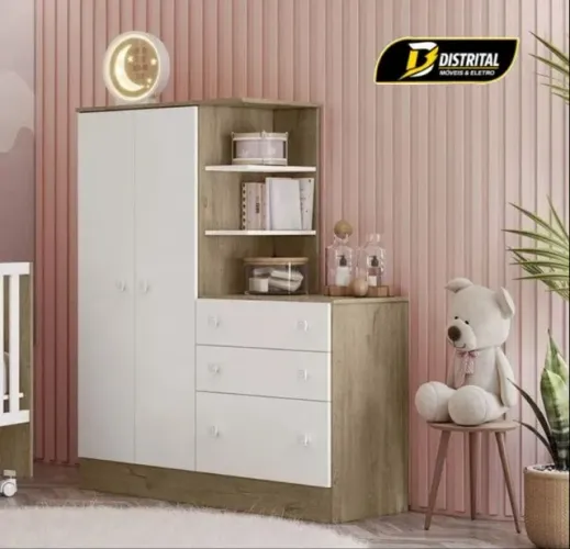 Guarda Roupa/Cômoda Doce Sonho 2 Portas 3 Gavetas Pronta Entrega