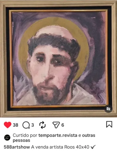 Tela artista plástico Roosevelt. 40 × 40. R$ 2.500,00.