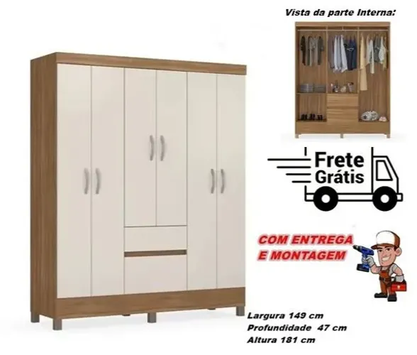 Super promoção de Guarda roupa 6 portas com Frete grátis!!