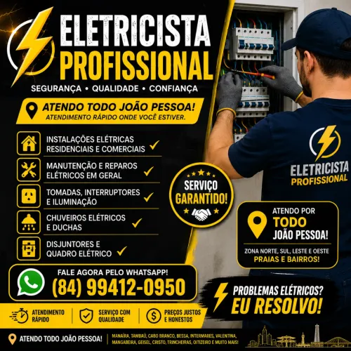 ELETRICISTA PROFISSIONAL - ATENDO TODA JOÃO PESSOA! ?