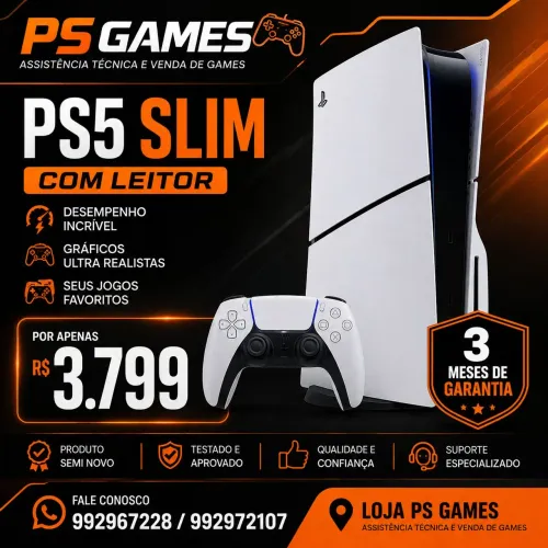 Ps5 Slim com Leitor com 03 Meses de Garantia Loja