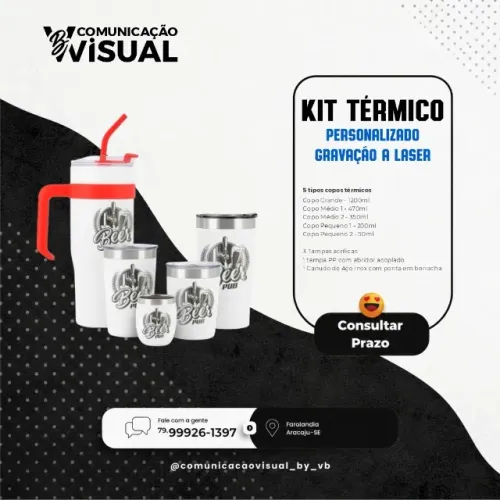 Copo Termico Personalizado Kit com 5 Peças 
