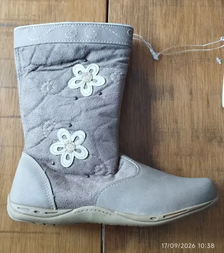 Bota feminina infantil, cano alto, Tamanho 33, com ziper