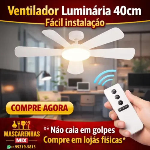 VENTILADOR LUMINÁRIA 40CM COM CONTROLE REMOTO Cod: 0204