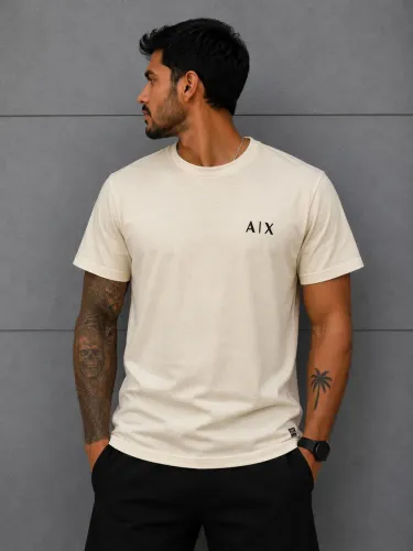 Camiseta Armani Exchange Bege Masculina - Malha Peruana Casual Premium 30:1