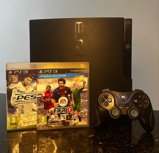 PS3 SUPER SLIM + CONTROLE + JOGOS