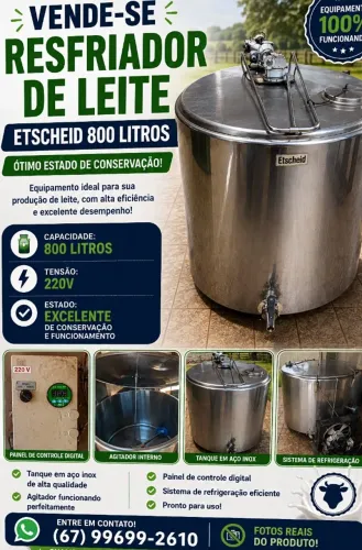 RESFRIADOR DE LEITE ETSCHEID 800 LITROS