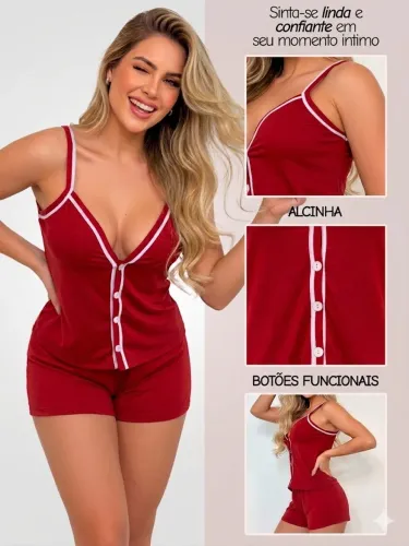 Pijama Olívia | Pijama Americano de alcinha