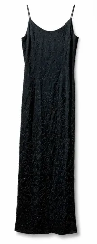 VESTIDO DE FESTA LONGO PRETO BORDADO + BOLSA FESTA DE BRINDE