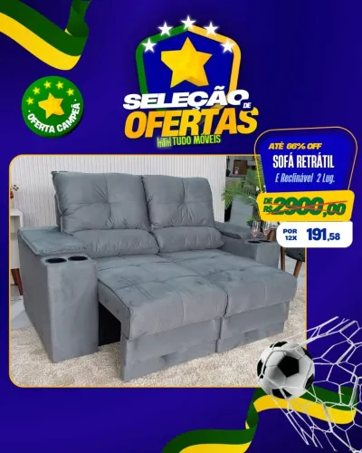 Sofa Retratil e reclinável com portas copas +USB 