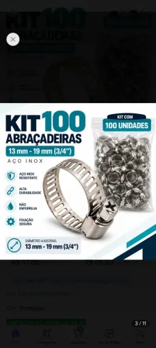 Abraçadeira Americana de aço inox com borboleta da marca GP6 (modelo GP4175),