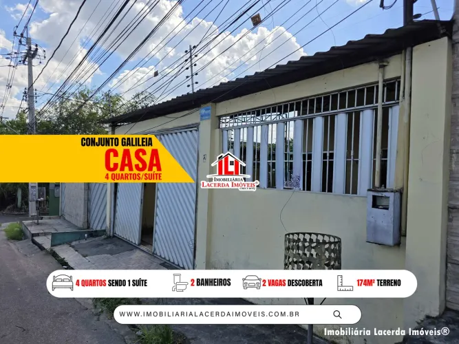Casa no Conjunto Galileia com 4 Quartos Sendo 1 Suíte, Edícula e Quintal Coberto