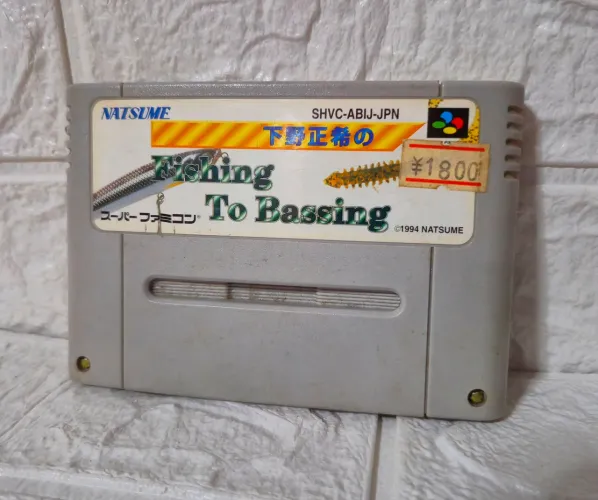 cartucho de jogo Shimono Masaki no Fishing to Bassing super famicon japonês