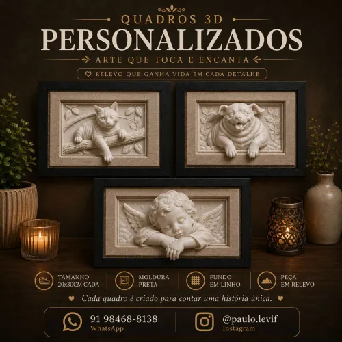 Quadros 20x30 personalizados em relevo.