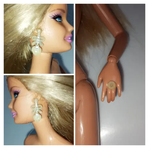 Boneca Barbie (cabeça Glam e corpo belly Button) com brincos e anel!!! 