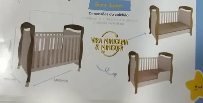Berço Americano 3 em 1 (Berço, Mini Cama e Mini Sofá) + Colchão Incluso