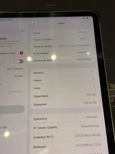 ipad pro 3 geracao m1 256gb wifi + celular