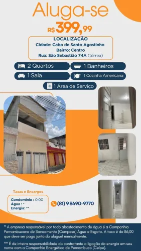 aluga-se casa no centro do cabo